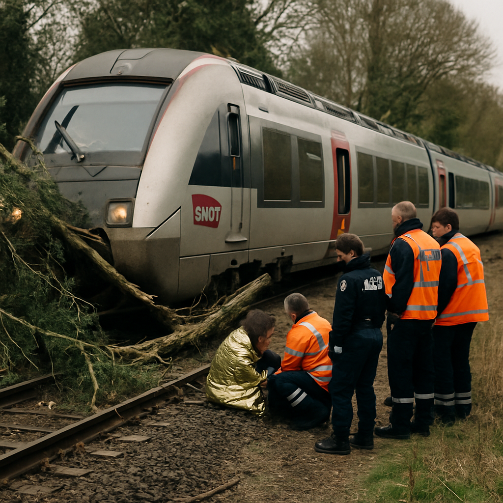 « Le drame n’est pas passé loin » : un train Brest-Quimper percute un arbre tombé sur les voies, une passagère blessée au visage [En images] - Le Télégramme