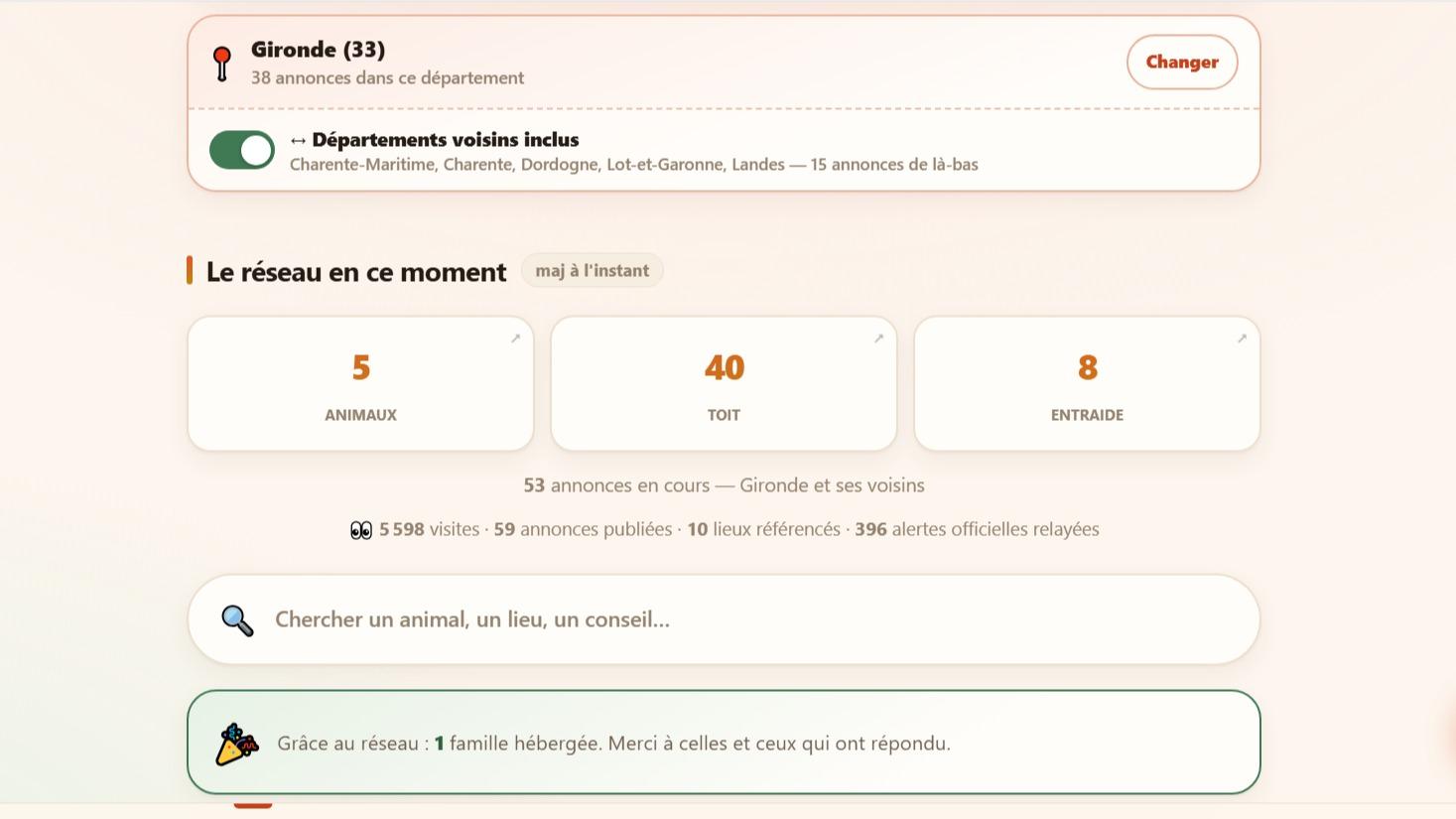 Hébergements, signalement d’animaux perdus… Alabri, une plateforme solidaire face aux incendies en Gironde