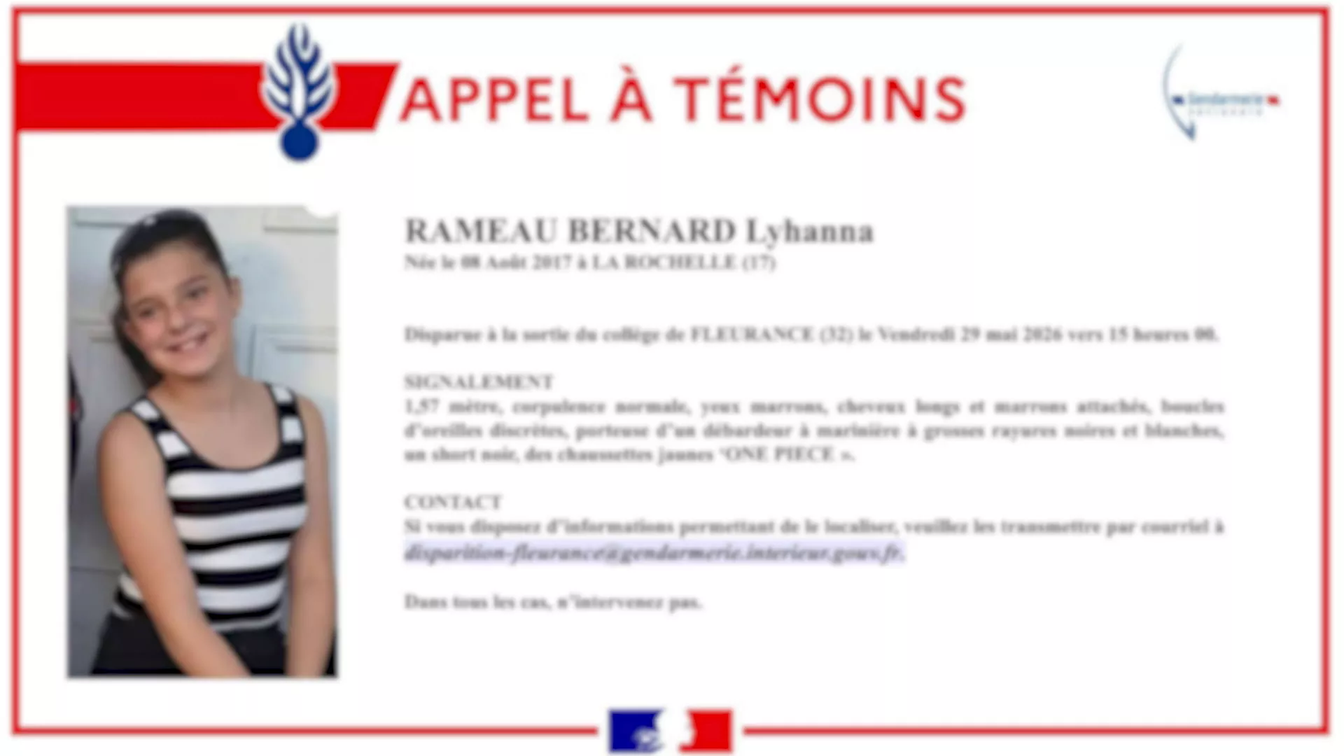 «Ils ont toujours l’espoir de la retrouver vivante» : à Fleurance dans le Gers, les recherches se poursuivent autour de la disparition de Lyhanna, 11 ans
